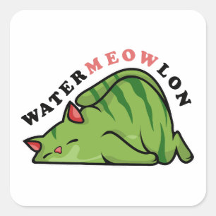 Water meow lon square sticker