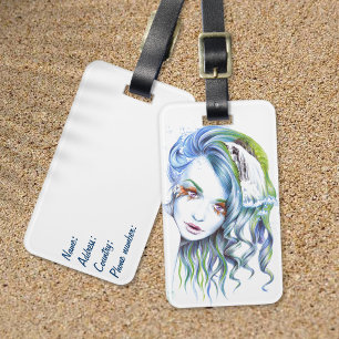 Water Mermaid woman girl Surreal Fantasy Portrait Luggage Tag