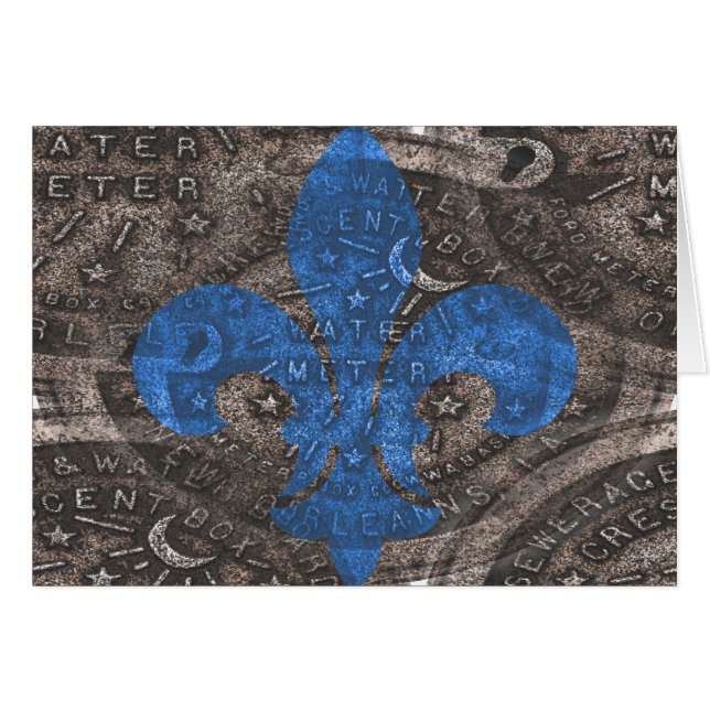Water Metre lid with blue Fleur De Lis (Front Horizontal)
