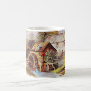 Water mill and river coffee mug