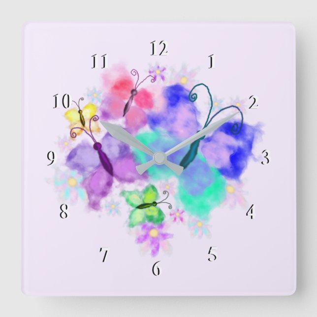 Water Mirror Butterflies Wall Clock - Fresh Spring (Front)