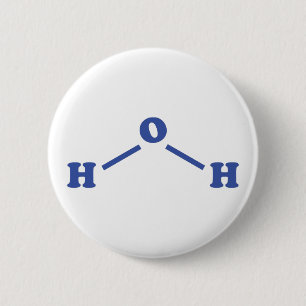 Water Molecular Chemical Formula 6 Cm Round Badge