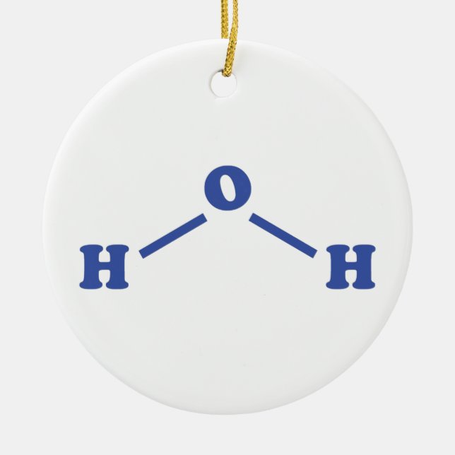 Water Molecular Chemical Formula Ceramic Tree Decoration (Front)