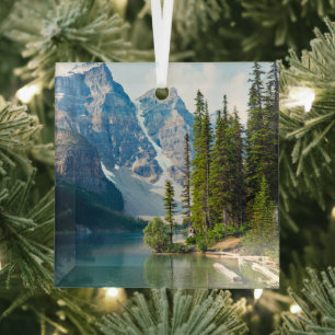 Water   Moraine Lake, Canada Glass Tree Decoration