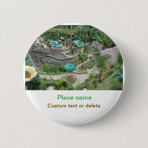 water ocean beach photo add name text place summer 6 cm round badge
