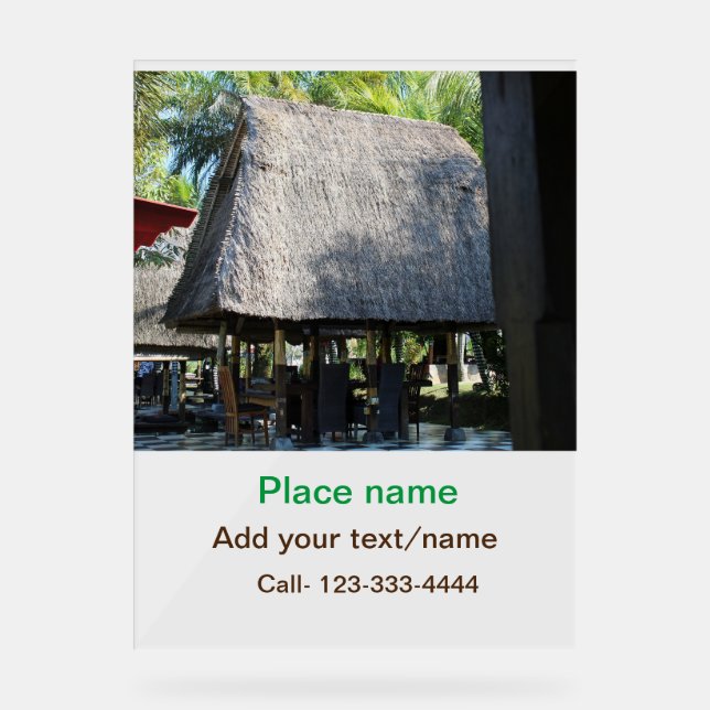 water ocean beach photo add name text place summer acrylic sign (Front)