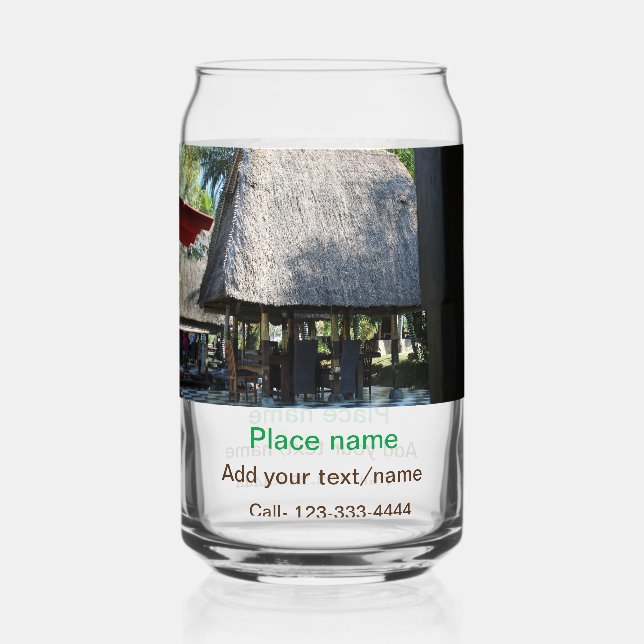 water ocean beach photo add name text place summer can glass (Front)