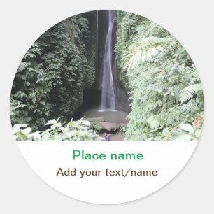 water ocean beach photo add name text place summer classic round sticker