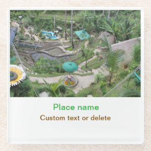 water ocean beach photo add name text place summer glass coaster