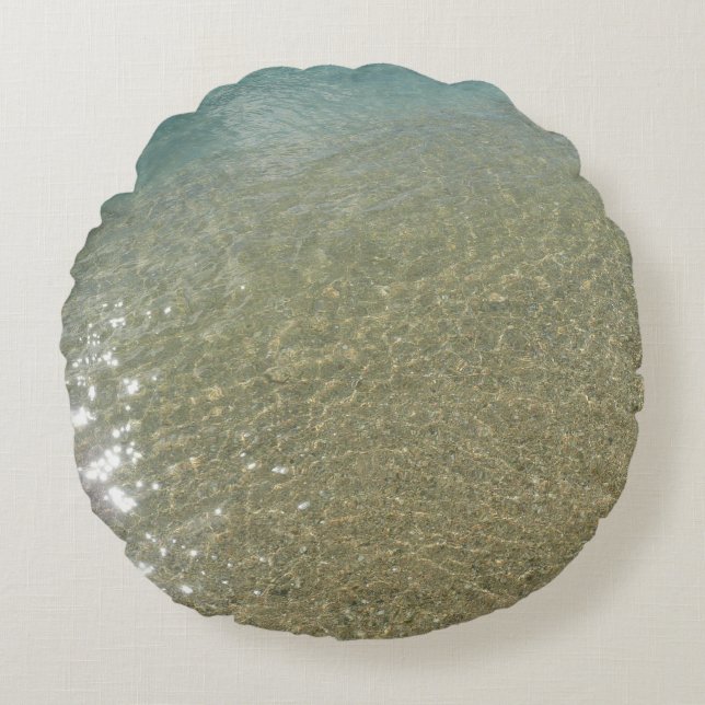 Water on the Beach I Abstract Nature Photography Round Cushion (Front)