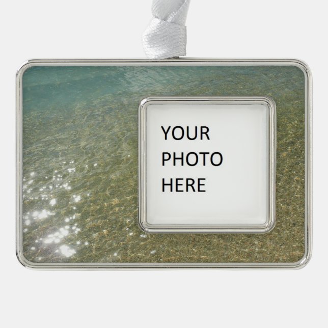 Water on the Beach I Abstract Nature Photography Silver Plated Framed Ornament (Front)