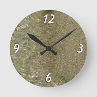 Water on the Beach II Abstract Nature Photography Round Clock