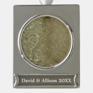 Water on the Beach II Abstract Nature Photography Silver Plated Banner Ornament