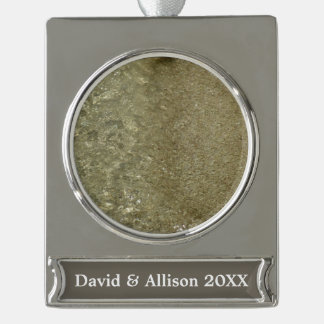 Water on the Beach II Abstract Nature Photography Silver Plated Banner Ornament