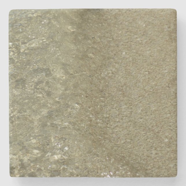 Water on the Beach II Abstract Nature Photography Stone Coaster (Front)