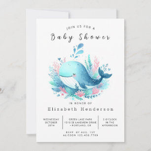 Water Online Whale Baby Shower Invitation