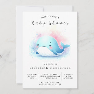 Water Online Whale Baby Shower Invitation