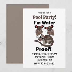 Water Opossum I'm Water Proof Pool Party Invitation