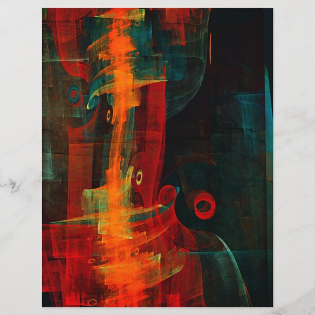 Water Orange Red Blue Modern Abstract Art Pattern (Front)