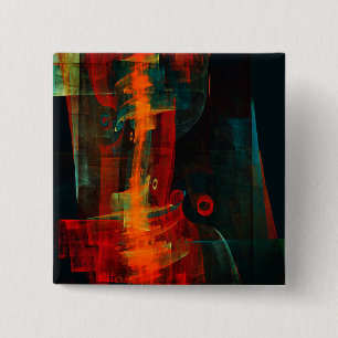Water Orange Red Blue Modern Abstract Art Pattern 15 Cm Square Badge