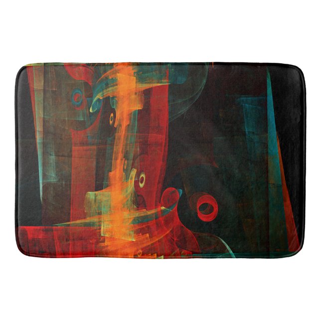 Water Orange Red Blue Modern Abstract Art Pattern Bath Mat (Front)