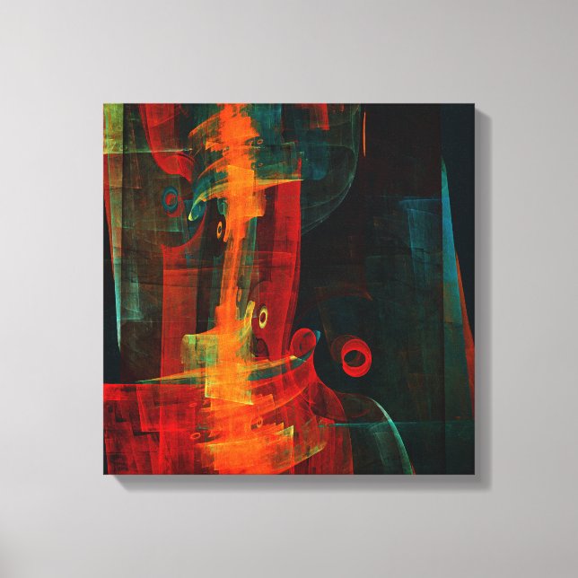 Water Orange Red Blue Modern Abstract Art Pattern Canvas Print (Front)