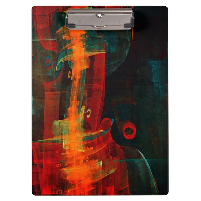 Water Orange Red Blue Modern Abstract Art Pattern Clipboard (Front)