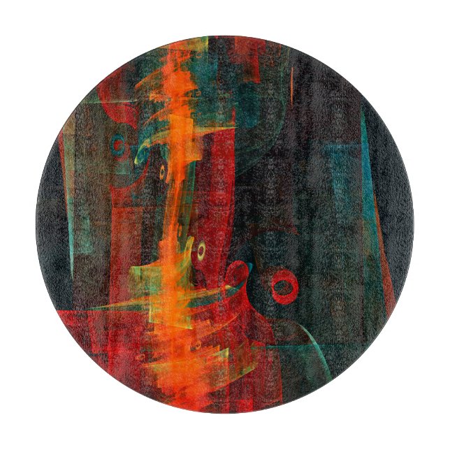Water Orange Red Blue Modern Abstract Art Pattern Cutting Board (Front)