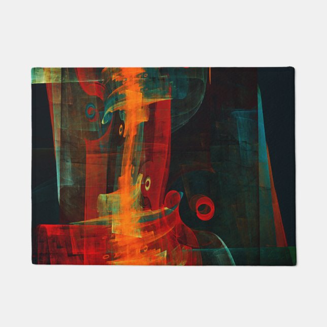 Water Orange Red Blue Modern Abstract Art Pattern Doormat (Front)