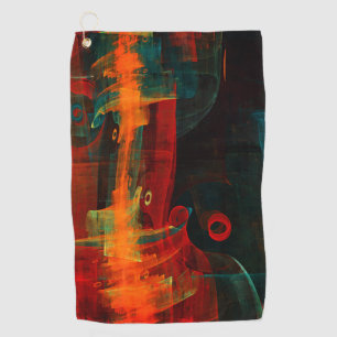 Water Orange Red Blue Modern Abstract Art Pattern Golf Towel