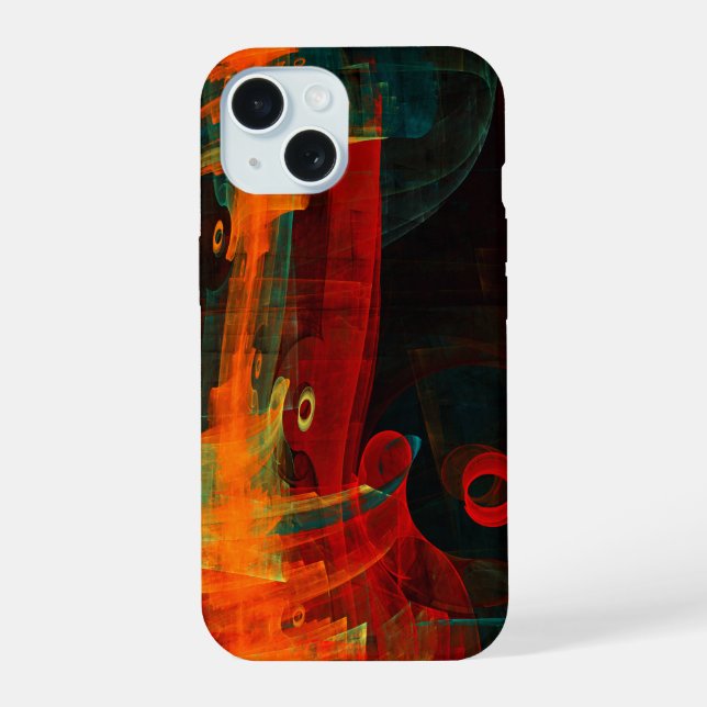 Water Orange Red Blue Modern Abstract Art Pattern iPhone 15 Case (Back)