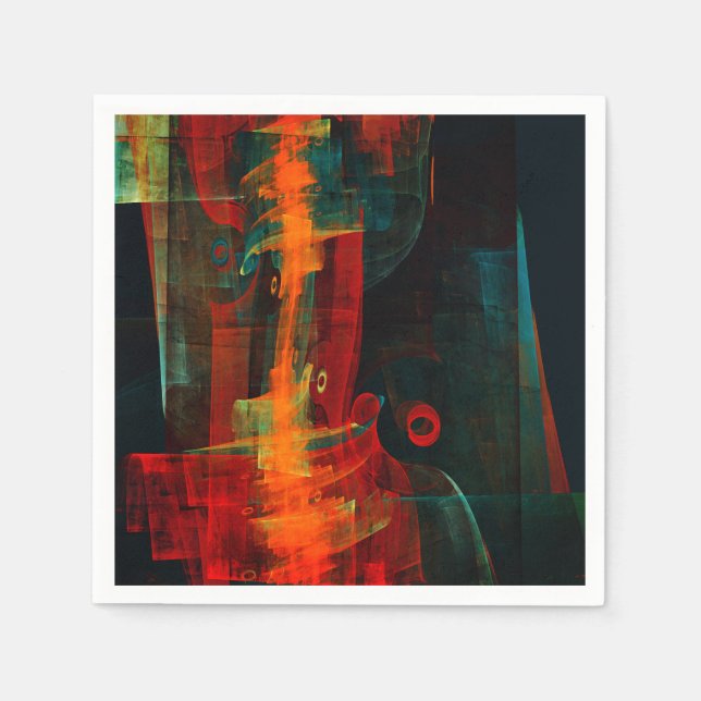 Water Orange Red Blue Modern Abstract Art Pattern Napkin (Front)