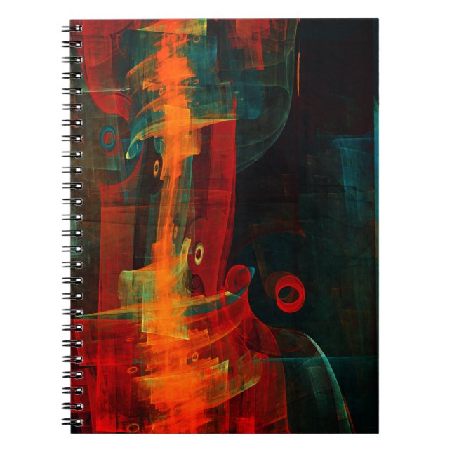 Water Orange Red Blue Modern Abstract Art Pattern Notebook (Front)