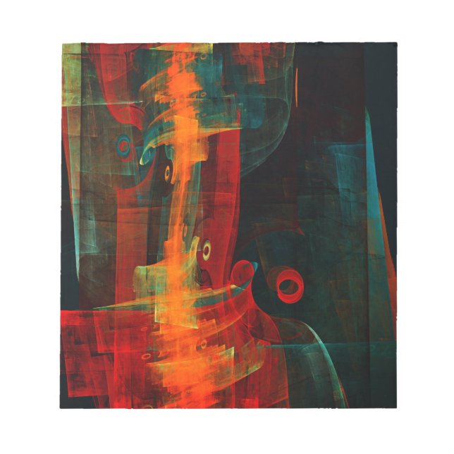 Water Orange Red Blue Modern Abstract Art Pattern Notepad (Front)