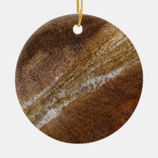 Water over Granite at Franconia Notch Flume Ceramic Tree Decoration (Front)