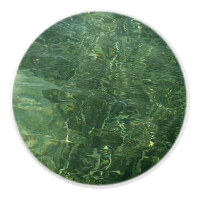 Water over Sea Grass II (Blue and Green) Photo Ceramic Knob (Front)