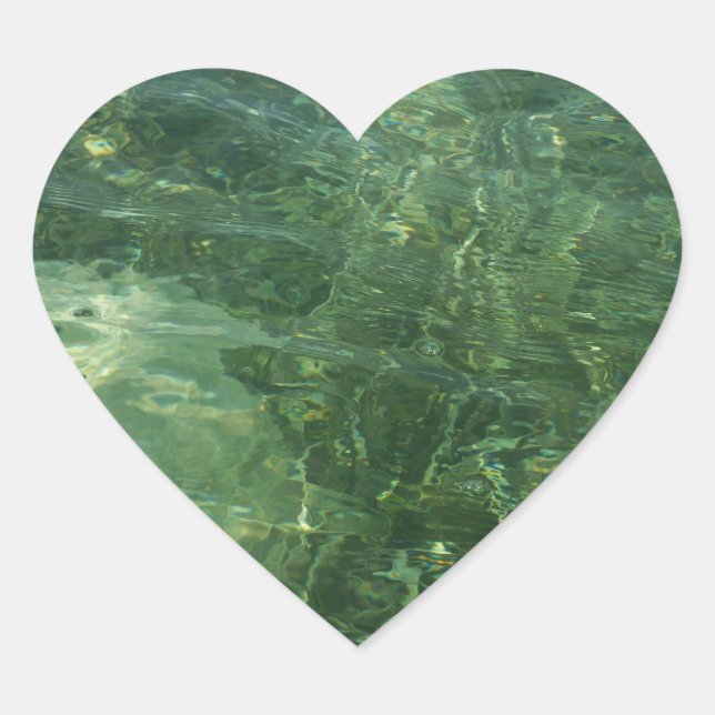 Water over Sea Grass II (Blue and Green) Photo Heart Sticker (Front)