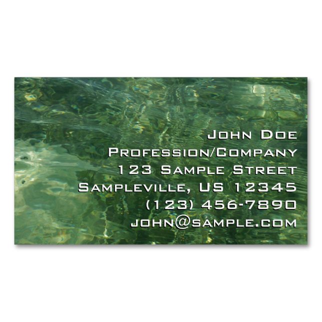 Water over Sea Grass II (Blue and Green) Photo Magnetic Business Card (Front)