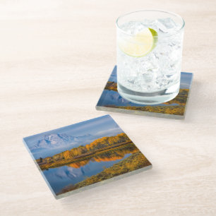 Water Oxbow Bend Jackson Wyoming Glass Coaster