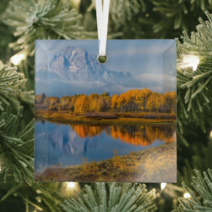 Water Oxbow Bend Jackson Wyoming Glass Tree Decoration
