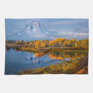 Water Oxbow Bend Jackson Wyoming Tea Towel