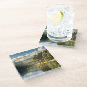Water Pang Oung Lake & Pine Forest Thailand Glass Coaster