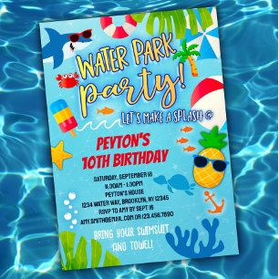 Water Park Birthday Invitation for Boys and Girls