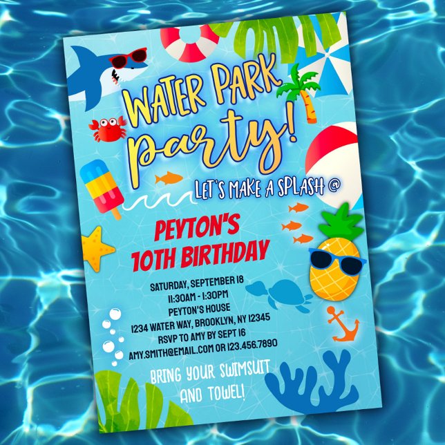Water Park Birthday Invitation for Boys and Girls (Creator Uploaded)