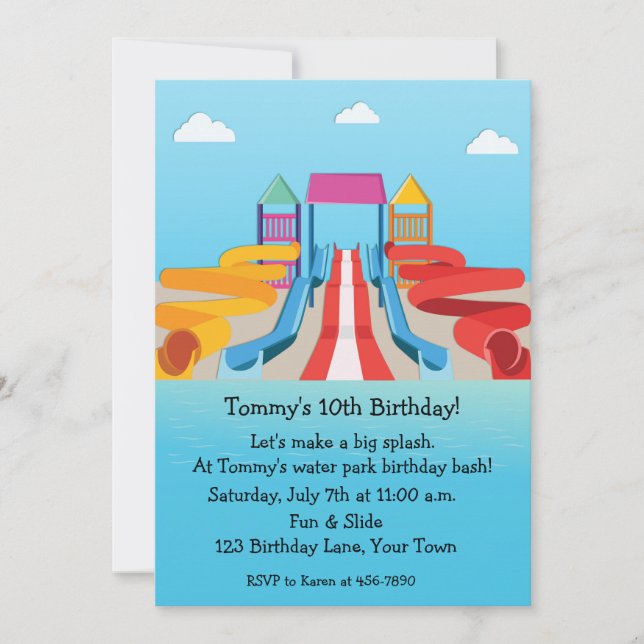 Water Park Fun Birthday Invitation (Front)