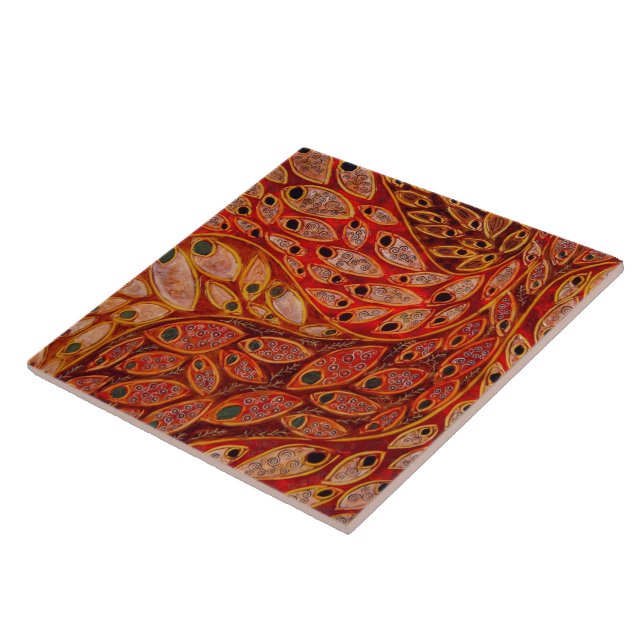 "Water Peacocks" (painting) Tile (Side)