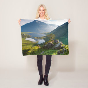 Water Pen yr Ole Wen Lake Idwal Snowdonia Park Fleece Blanket