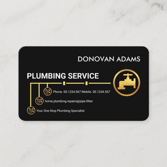 Water Pipe Line Plumbing Service Business Card (Front)