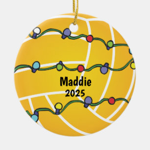 Water Polo Ball With Lights Holiday Customizable Ceramic Tree Decoration