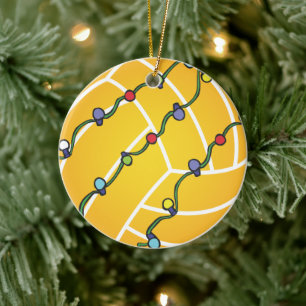 Water Polo Ball With Lights Holiday Oranament Ceramic Tree Decoration